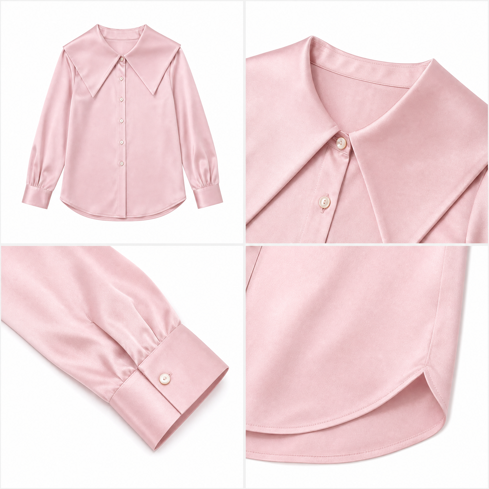 Vintage Sailor‑Collar Satin Blouse