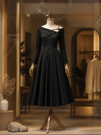 Vintage Pinstripe Cold A-Line Midi Dress