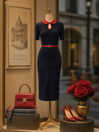 Vintage Top & Bodycon Midi Skirt Ribbed-Knit Two-Piece Set