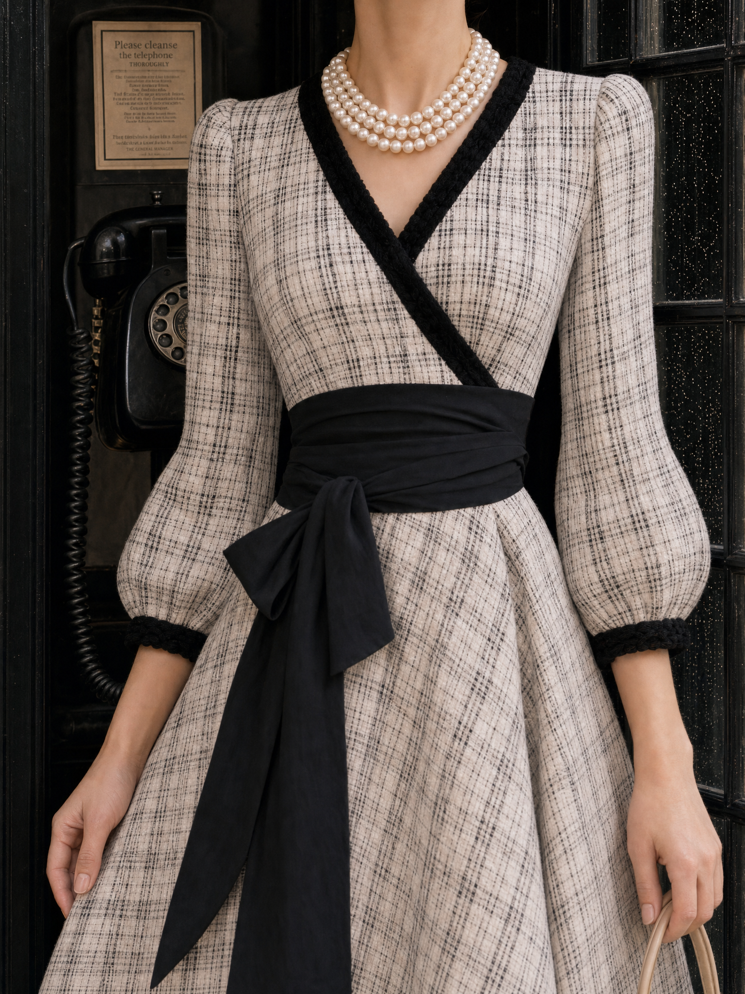 Vintage Plaid Print Contrast Color Umbrella Dress