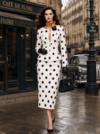 Vintage Polka Dot Print V-Neck Two-Piece Skirt Set