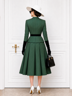 Vintage Striped V-Neck Blazer & Skirt Two-Piece Set