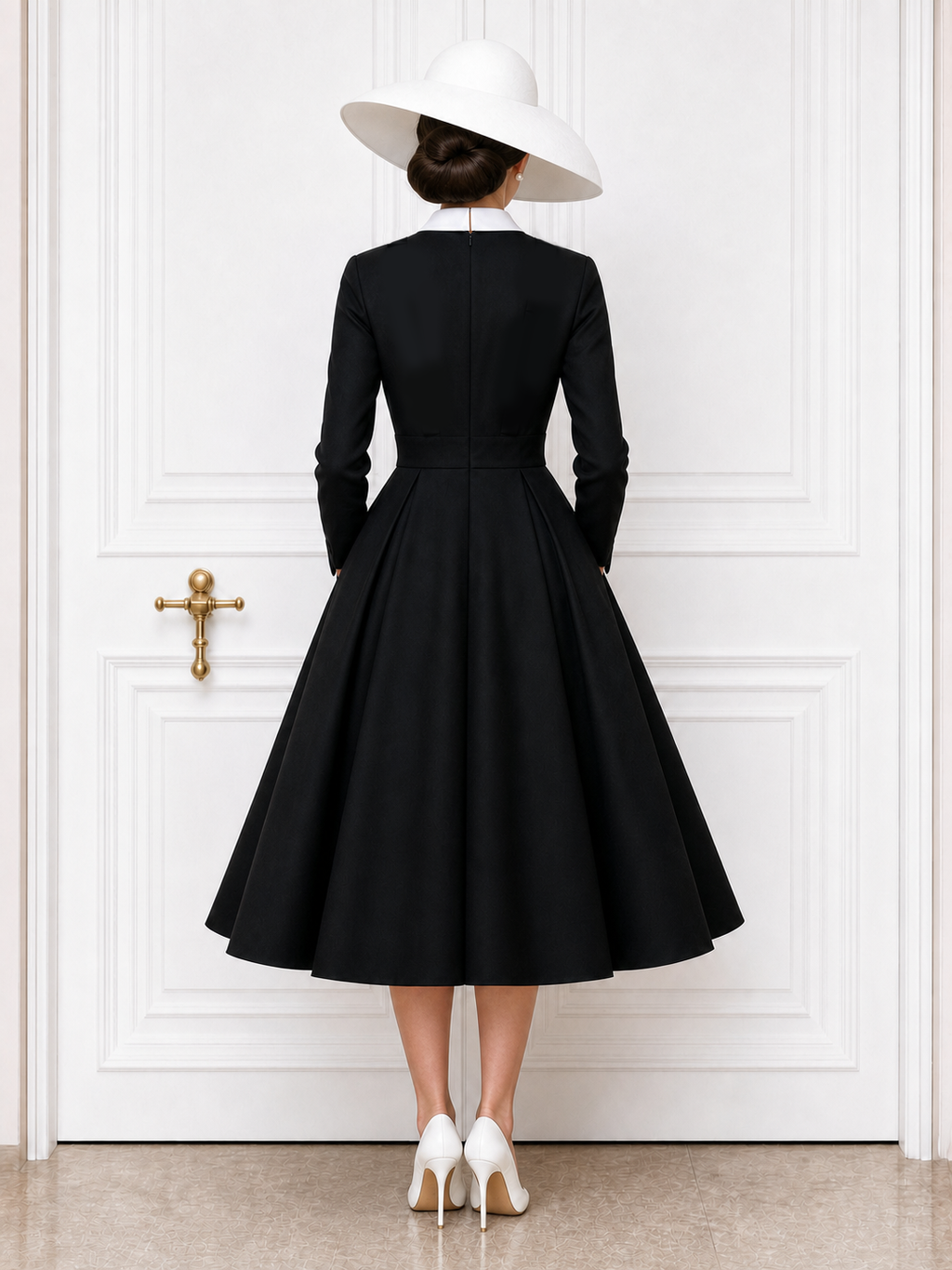 Vintage Faux Two-Piece Spliced Miid Dress