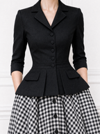 Vintage V-Neck Cardigan & Plaid Midi Skirt Set
