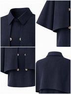 Vintage Faux‑Layer Cape Short Sleeve Top
