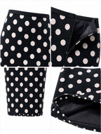 Vintage Polka Dot Midi Pencil Skirt