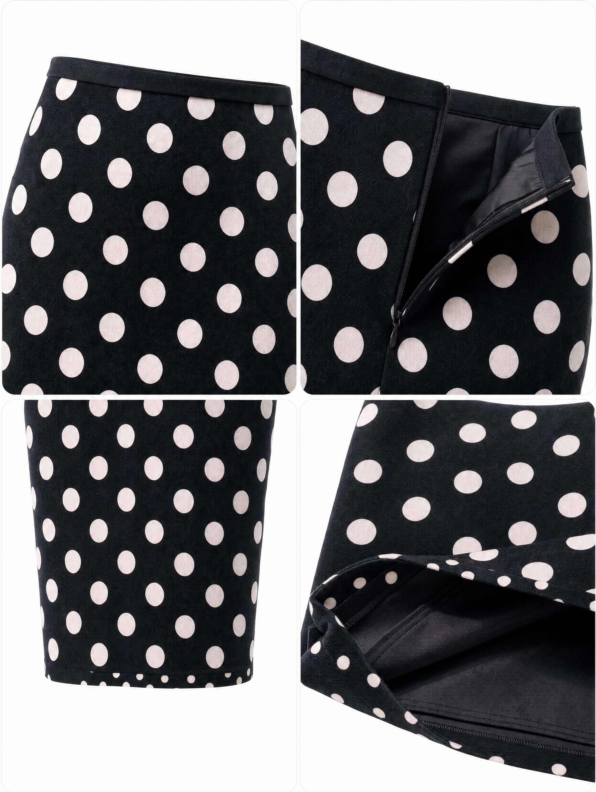Vintage Polka Dot Midi Pencil Skirt