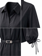 Vintage Waist‑Fitted Drawstring Cuff Shirt