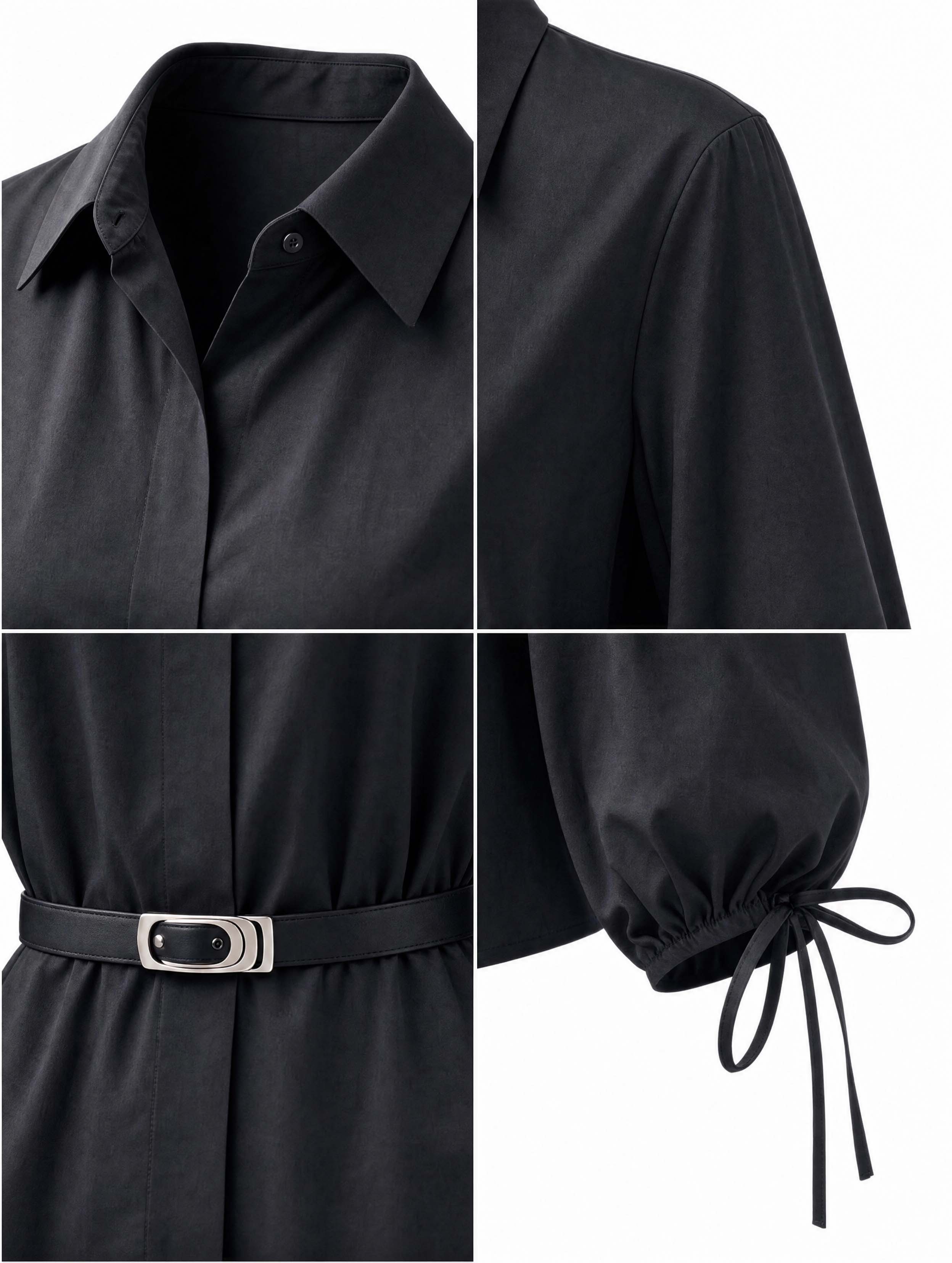 Vintage Waist‑Fitted Drawstring Cuff Shirt