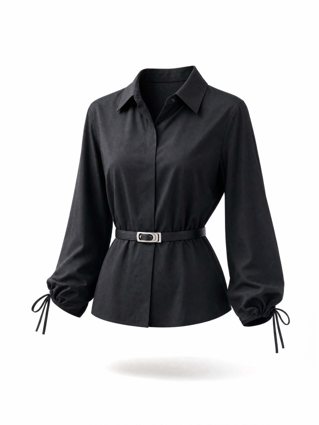Vintage Waist‑Fitted Drawstring Cuff Shirt