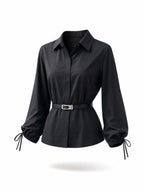 Vintage Waist‑Fitted Drawstring Cuff Shirt