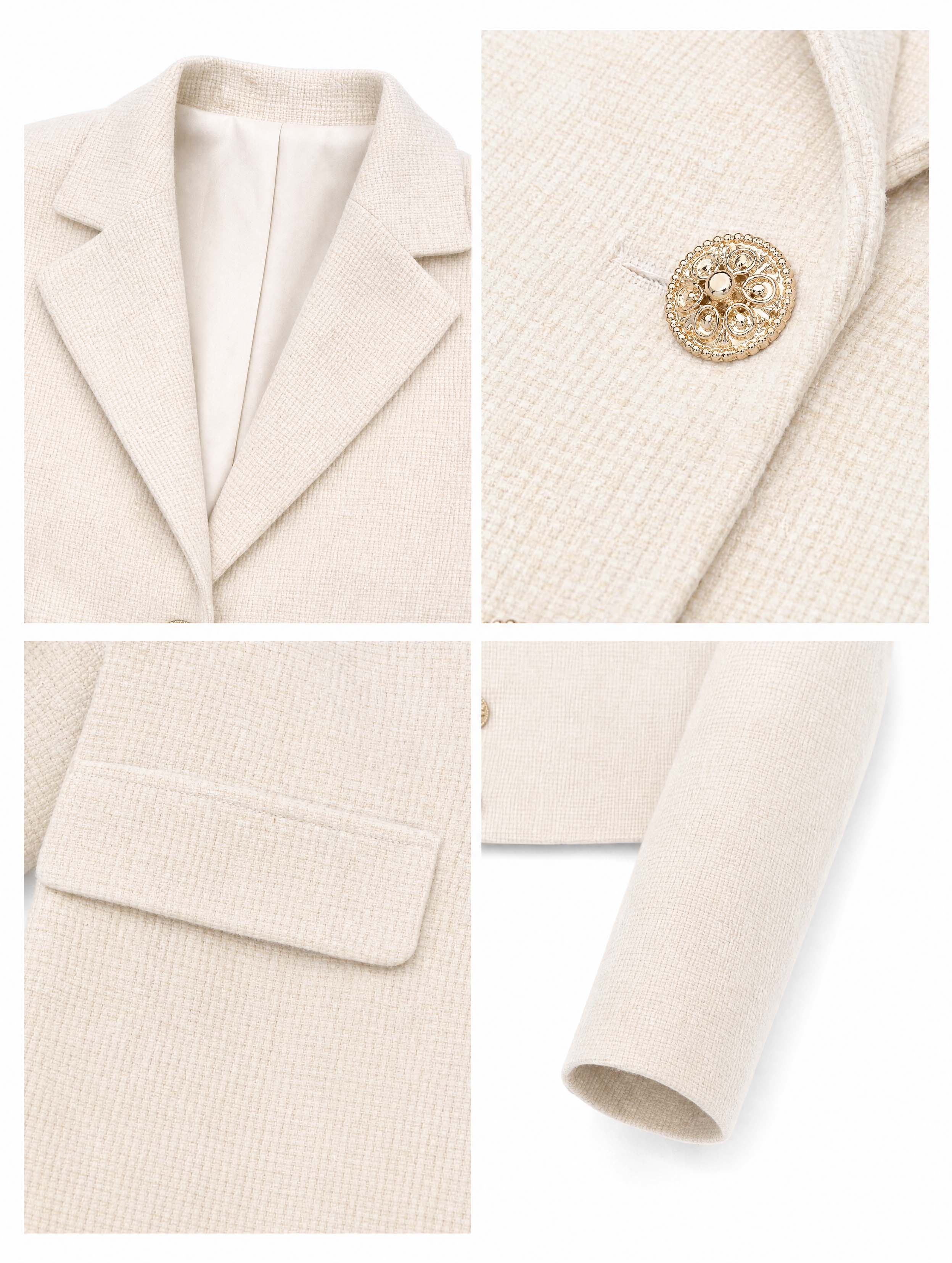 Vintage Cropped Blazer And Midi Pencil Skirt Two Piece Set