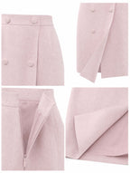 Vintage Pink Stripe Shirt & Pencil Skirt Two‑Piece Outfit