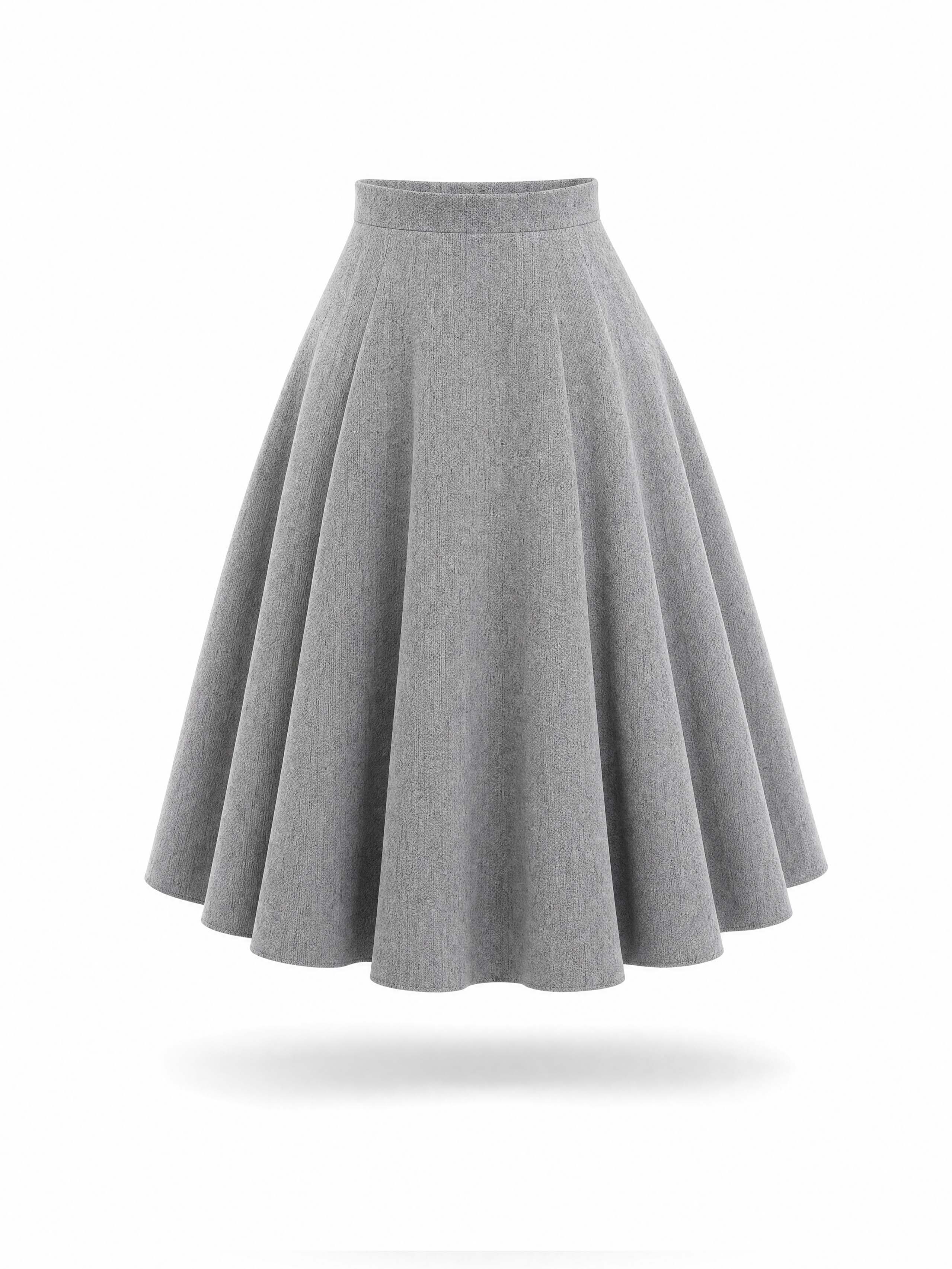 Vintage Grey Blazer & Midi Swing Skirt Two‑Piece Set
