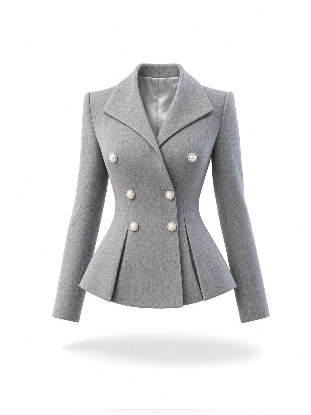 Vintage Grey Blazer & Midi Swing Skirt Two‑Piece Set
