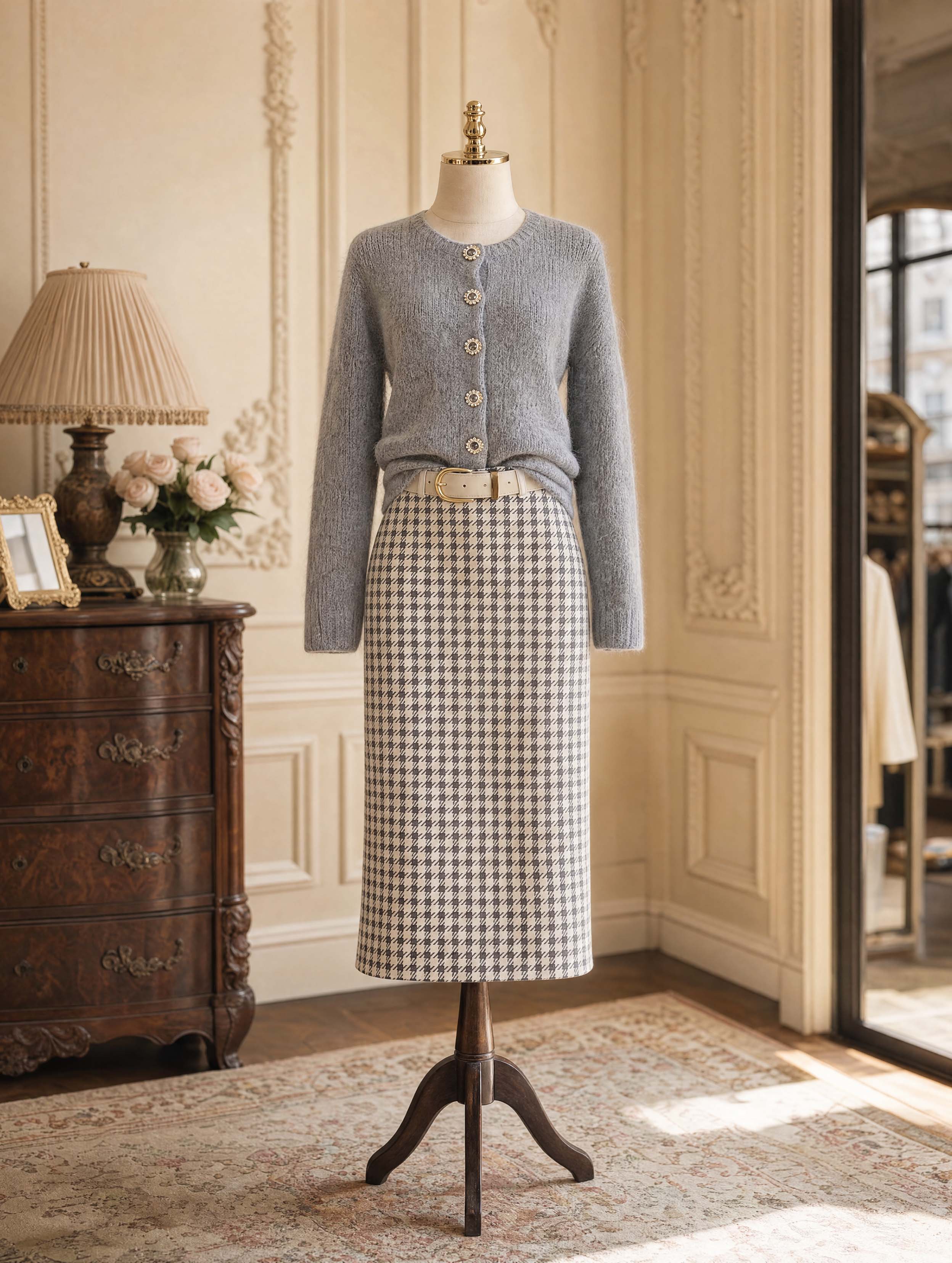 Vintage Rhinestone Button Knit Cardigan