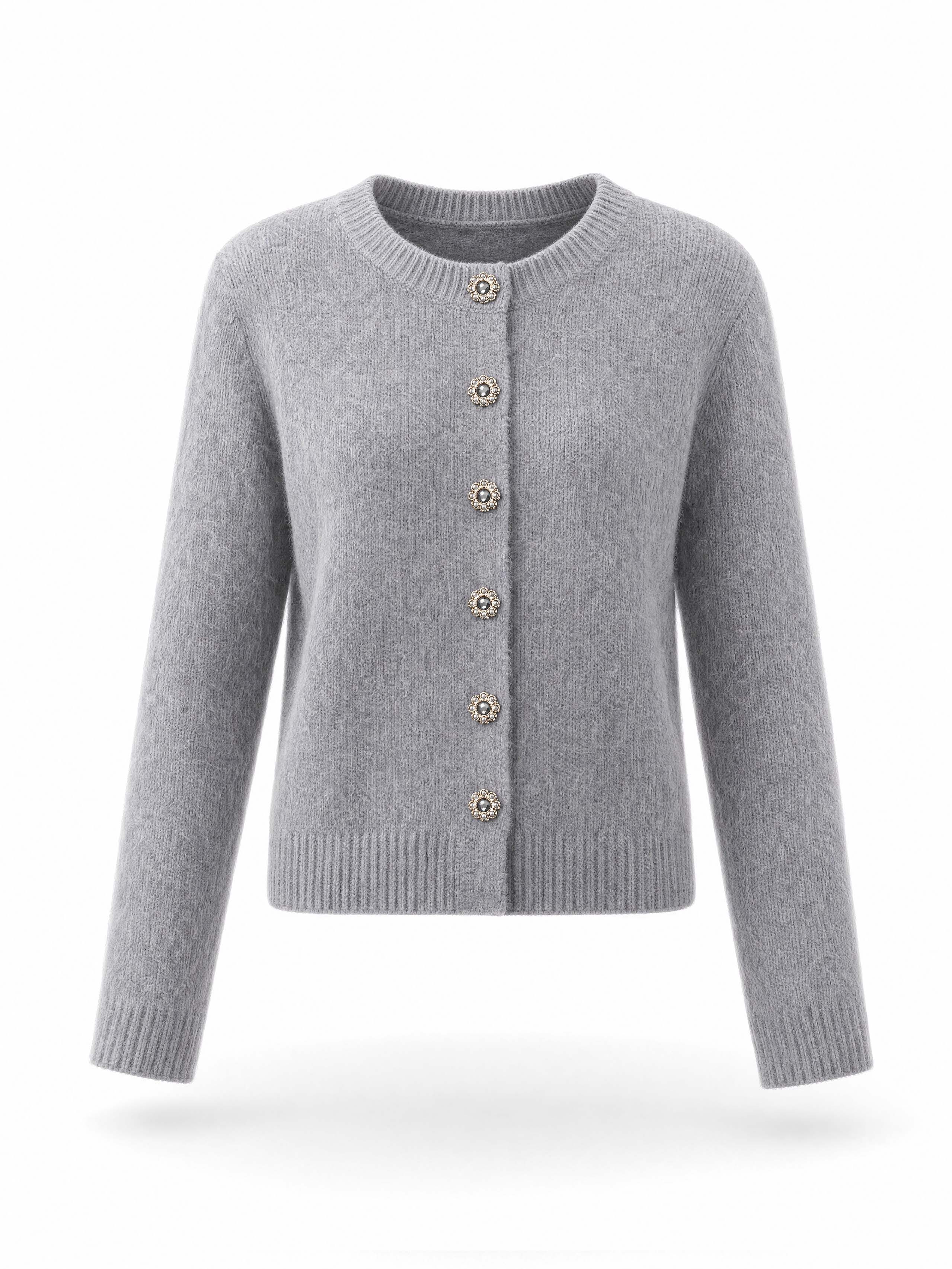 Vintage Rhinestone Button Knit Cardigan