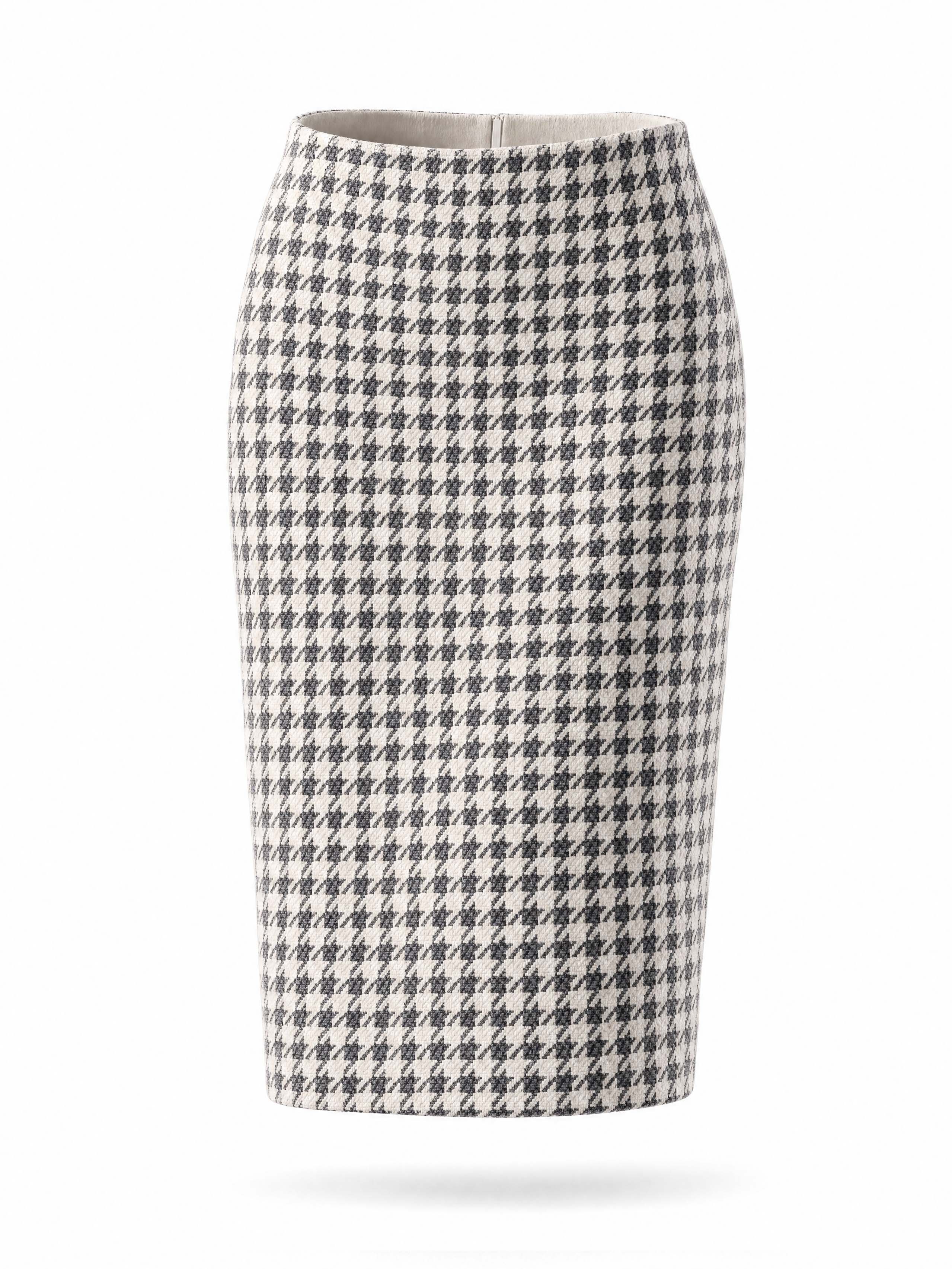 Vintage Houndstooth High Waist Pencil Skirt