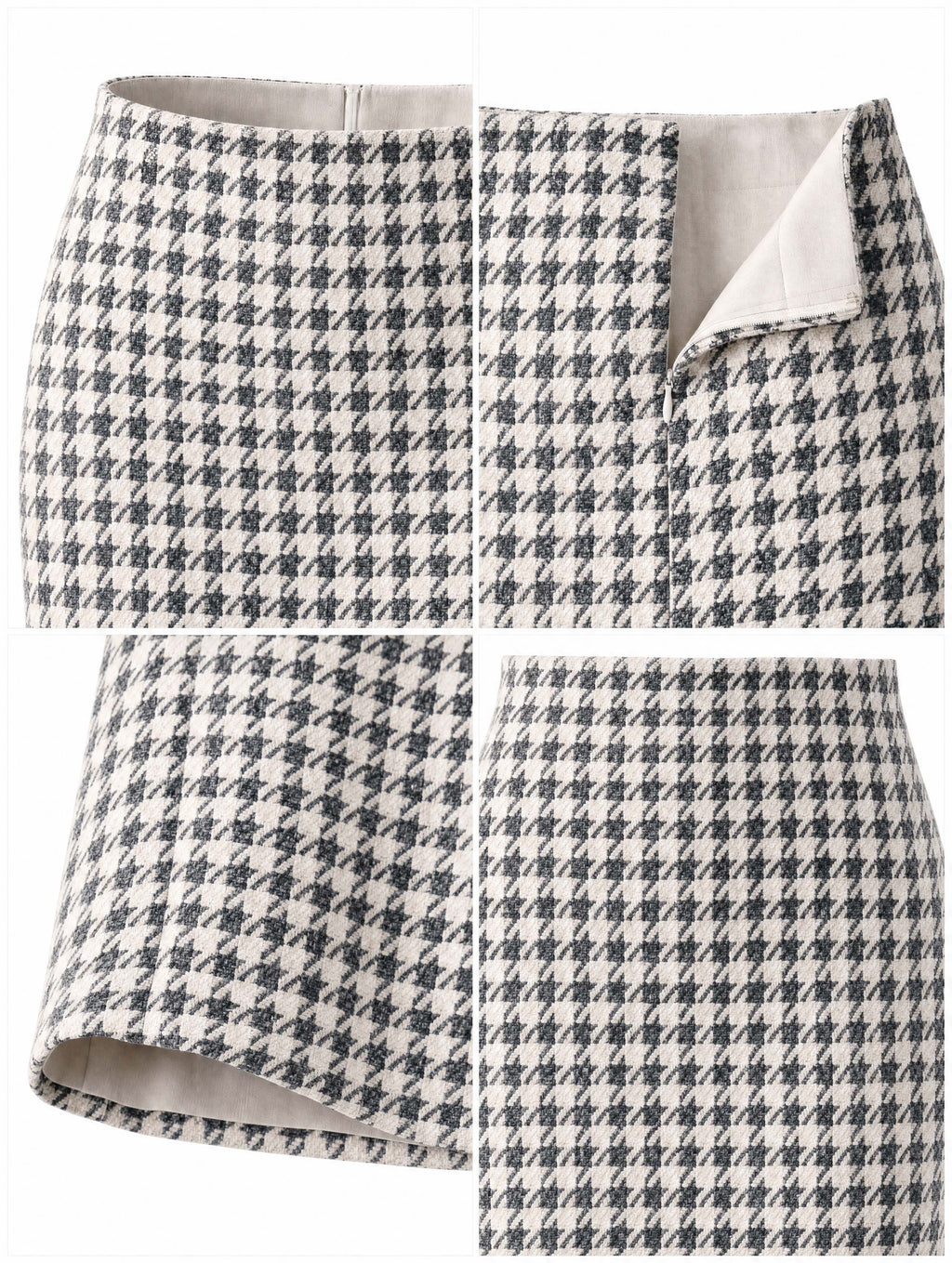 Vintage Houndstooth High Waist Pencil Skirt