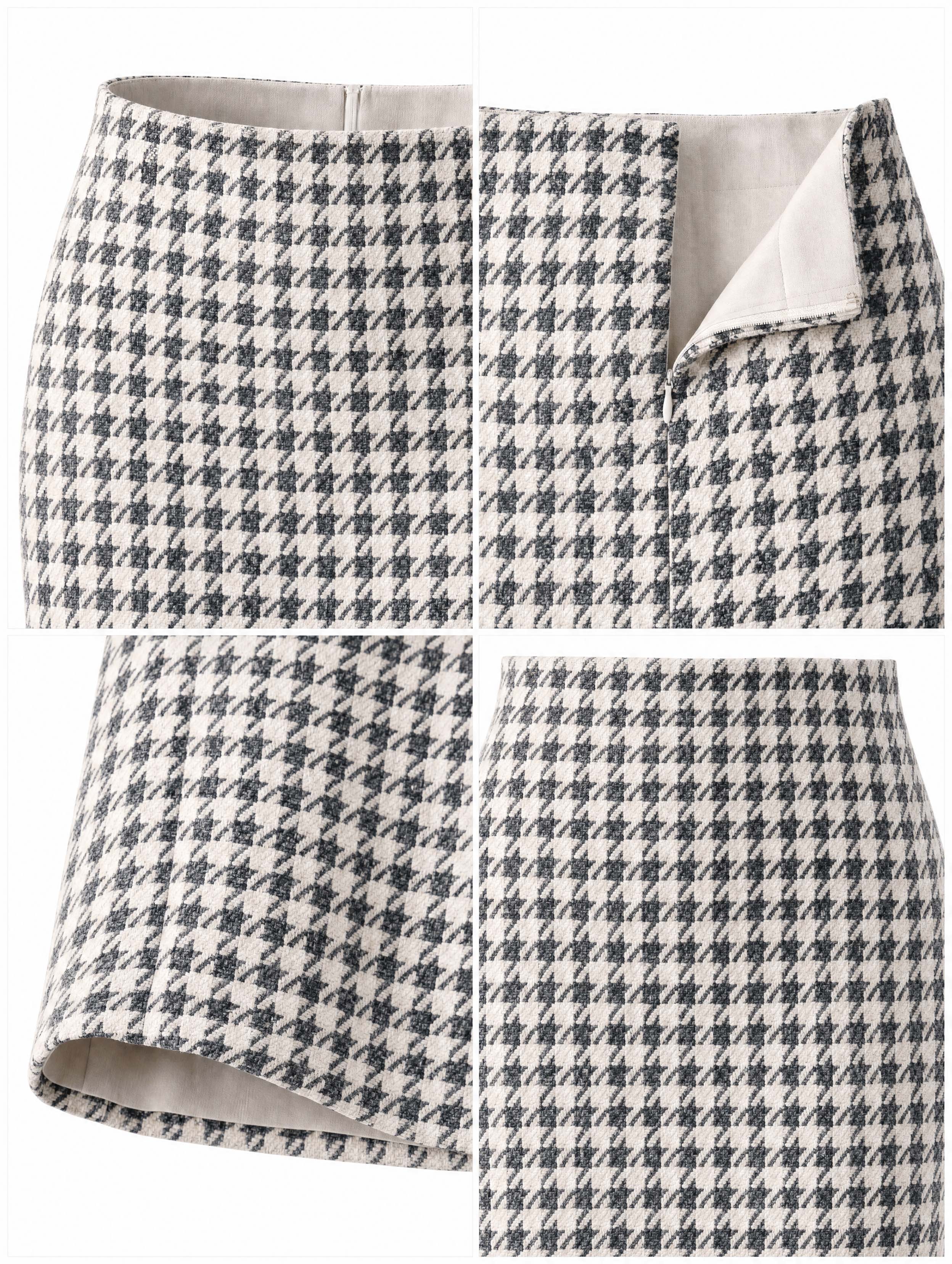 Vintage Houndstooth High Waist Pencil Skirt