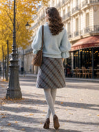 Vintage Plaid A‑Line Midi Skirt