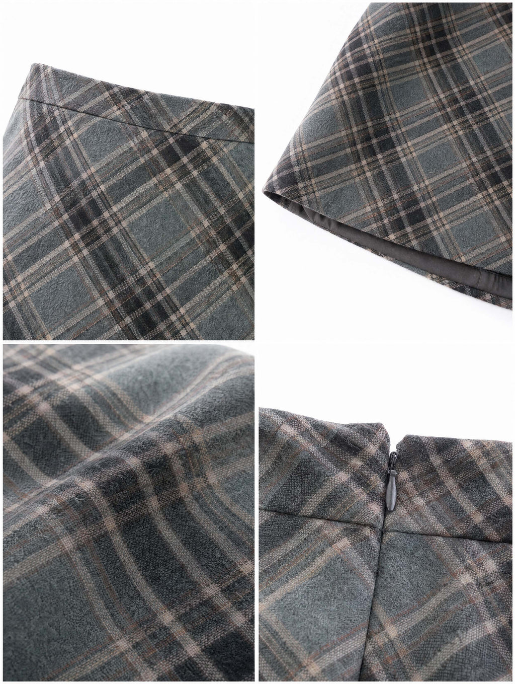 Vintage Plaid A‑Line Midi Skirt