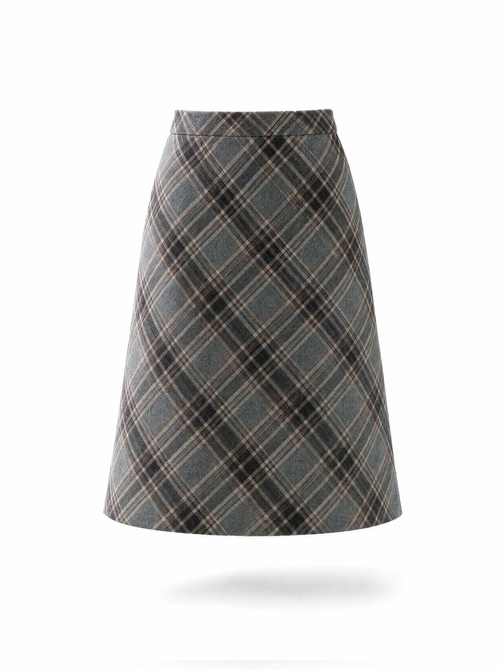 Vintage Plaid A‑Line Midi Skirt