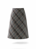 Vintage Plaid A‑Line Midi Skirt