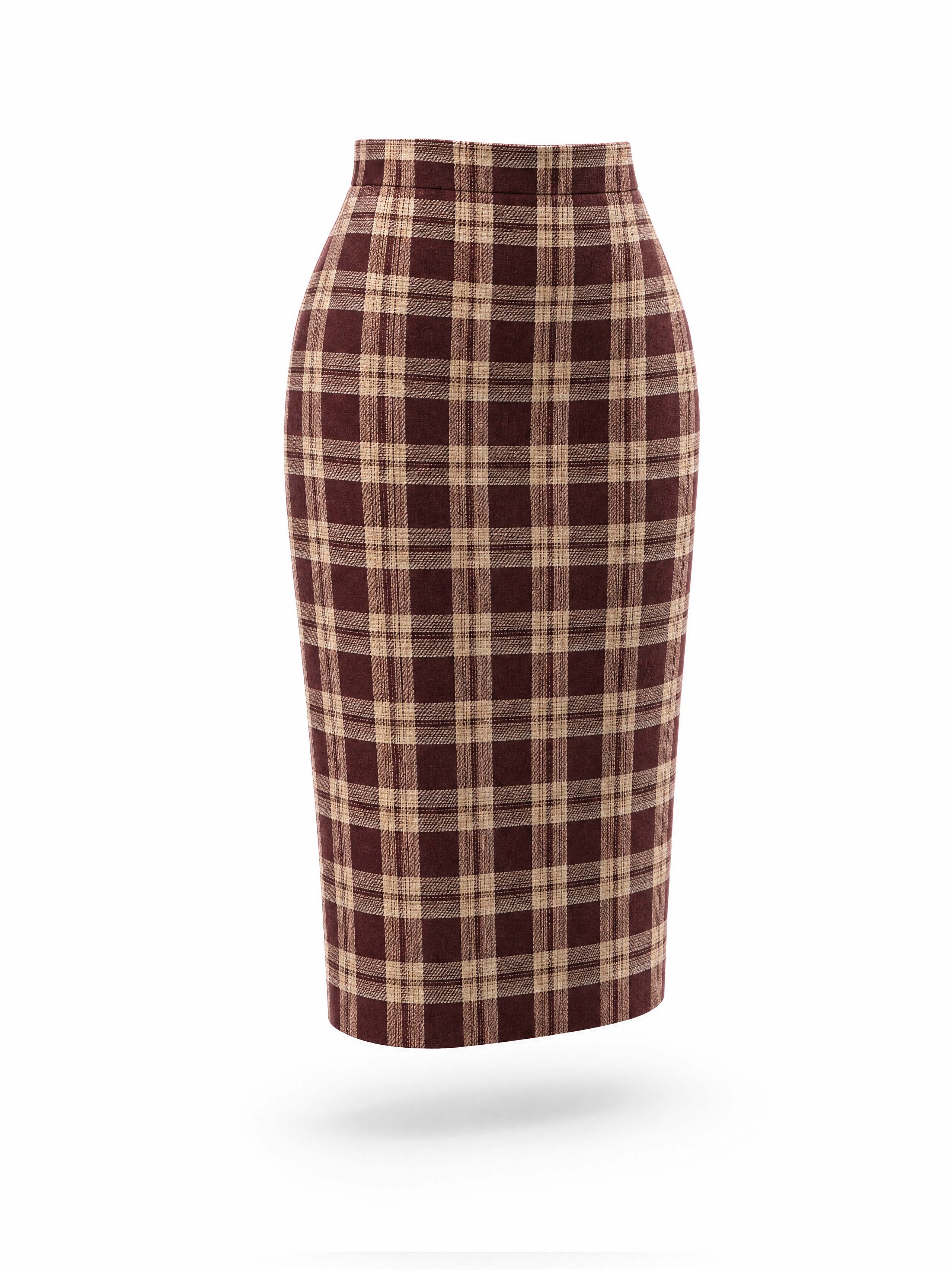 Vintage Plaid Collar Blazer Skirt Suit