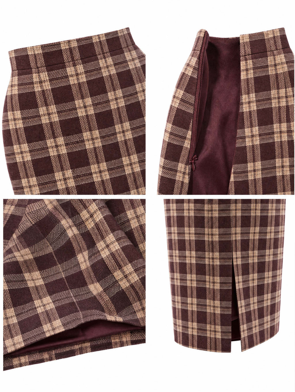 Vintage Plaid Collar Blazer Skirt Suit