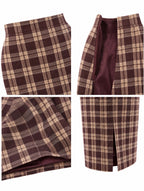 Vintage Plaid Collar Blazer Skirt Suit