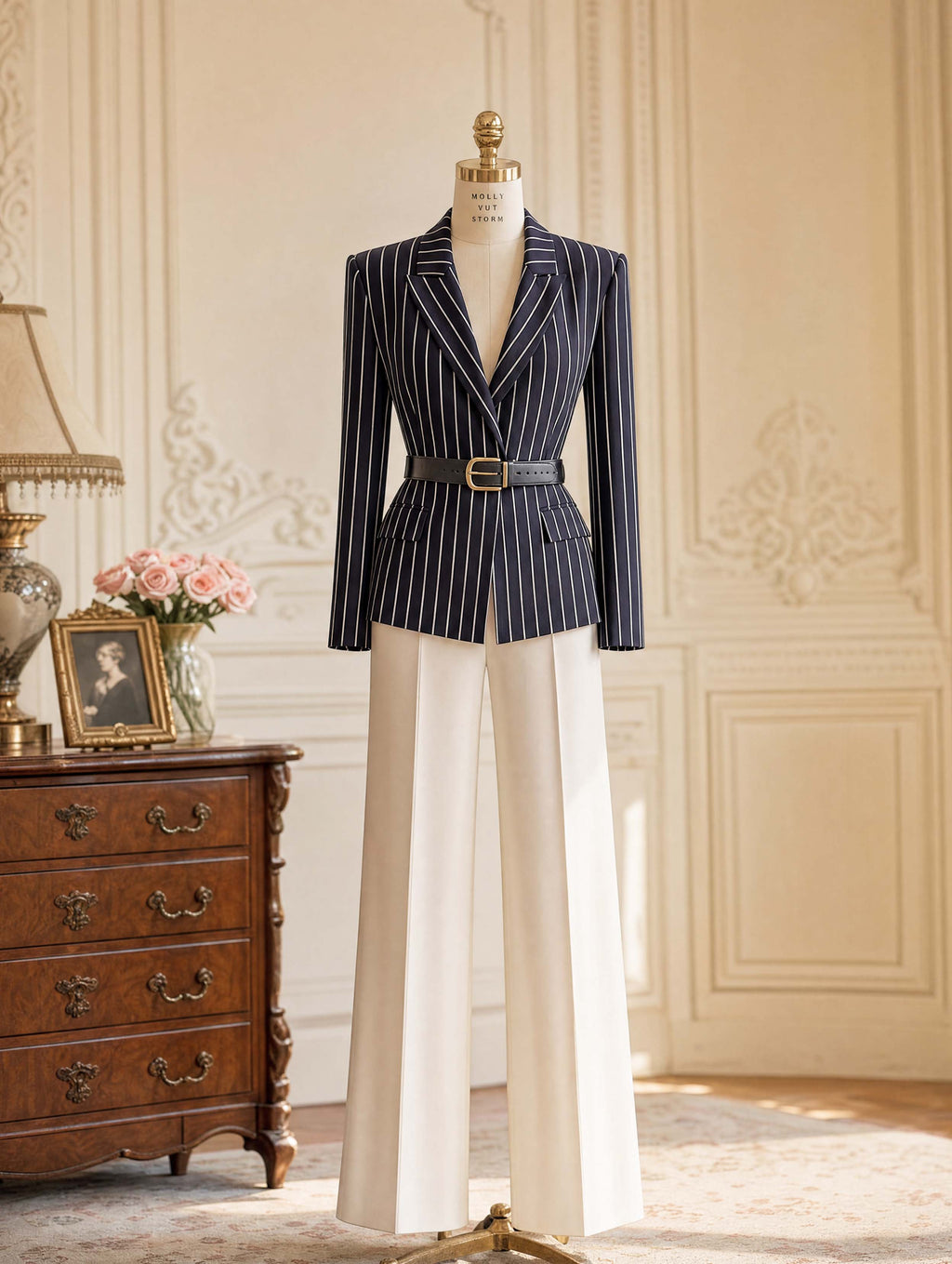 Vintage High Waist Wide Leg Suit Pants