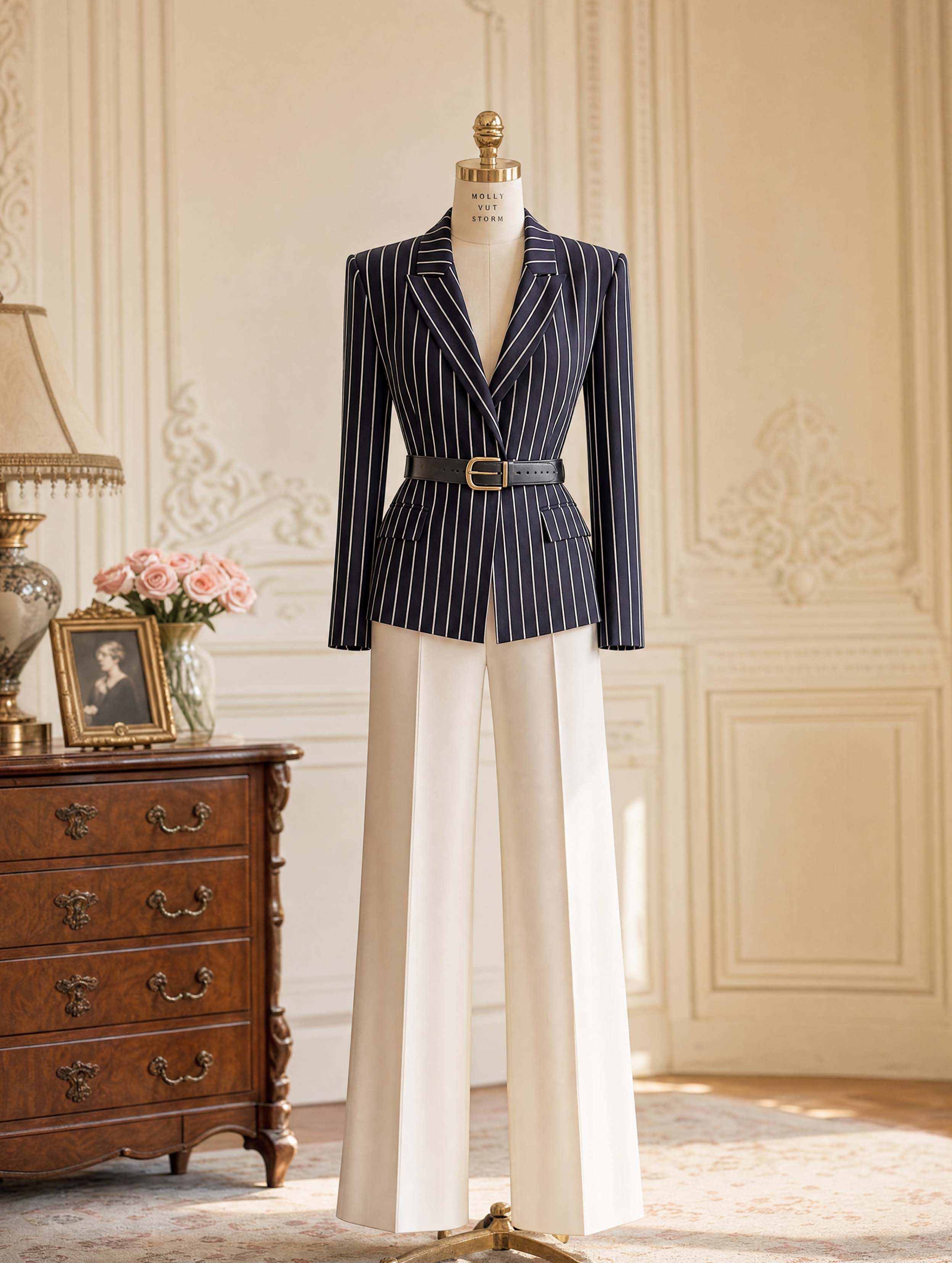 Vintage High Waist Wide Leg Suit Pants