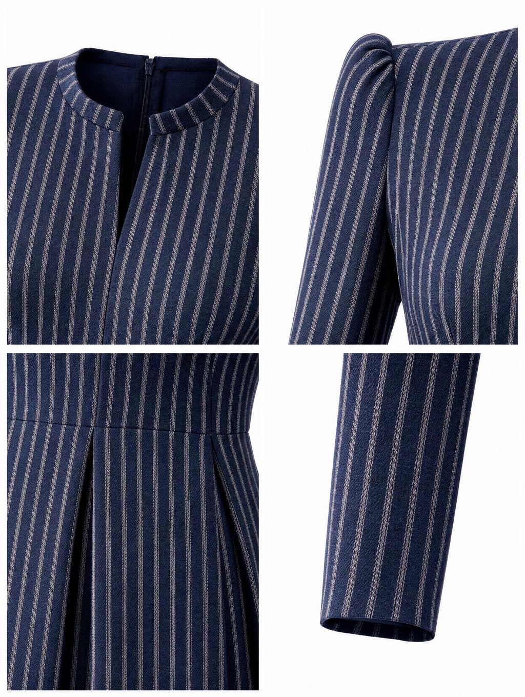Vintage Stripe V‑Neck Flare Midi Dress