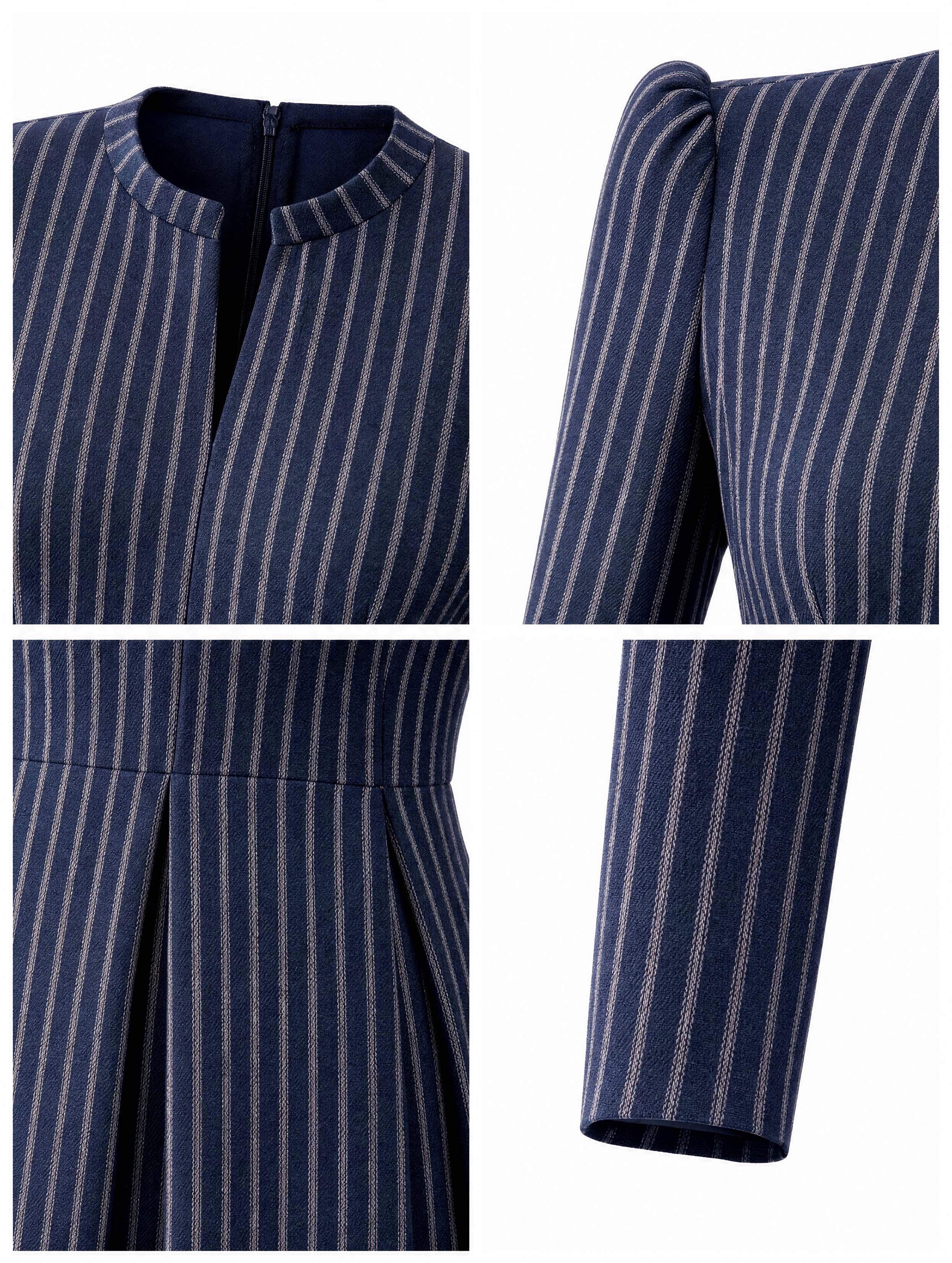 Vintage Stripe V‑Neck Flare Midi Dress