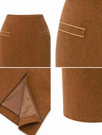 Vintage Stitched Blazer Pencil Skirt Suit