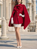 Vintage Bow‑Tie Cape Wool Blend Coat