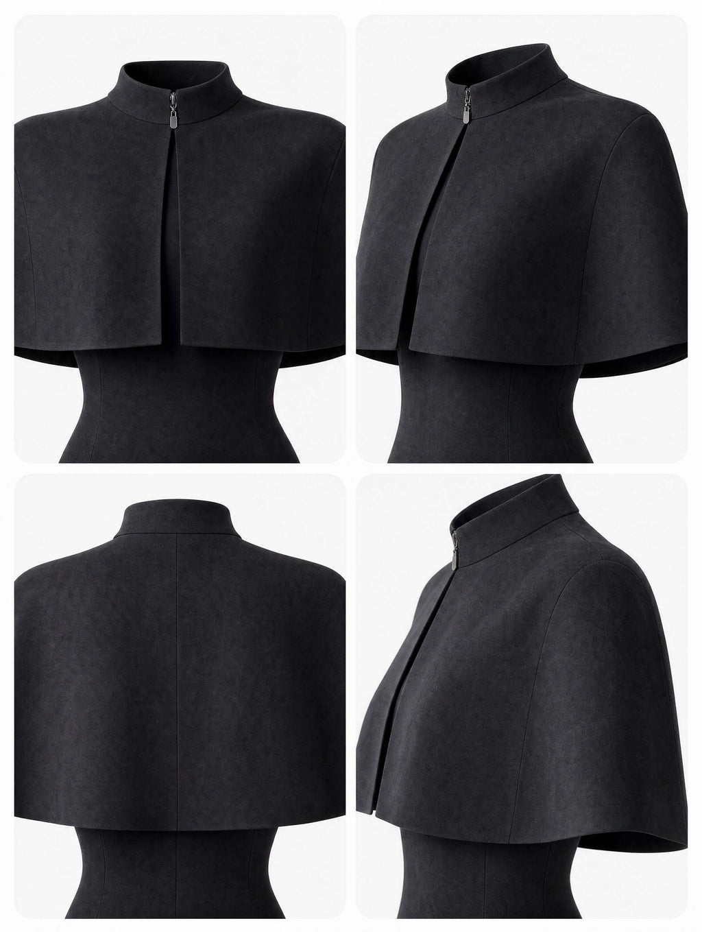 Vintage Cape Stand Collar Midi Bodycon Dress