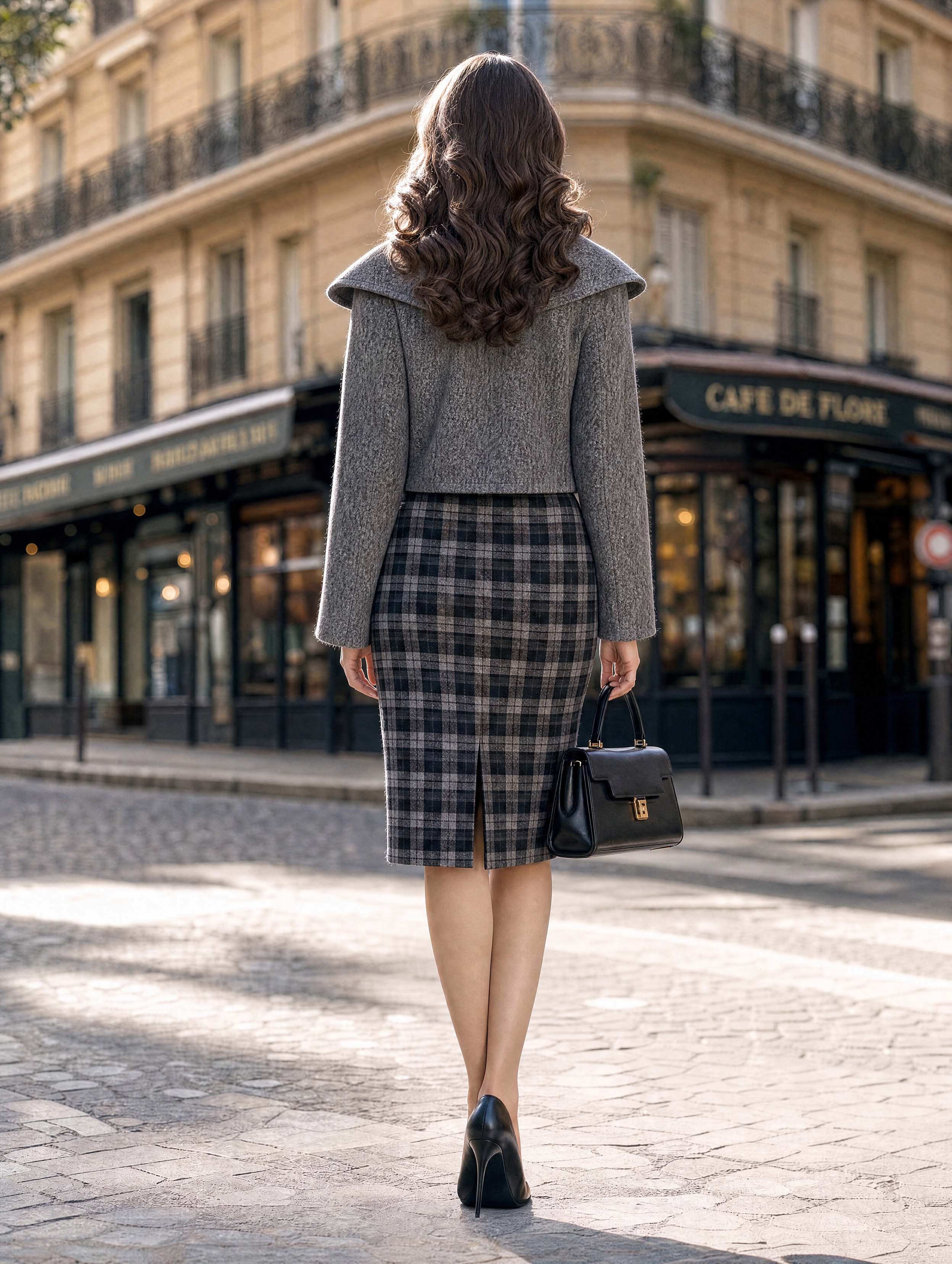 Vintage Lapel Cropped Woolen Coat