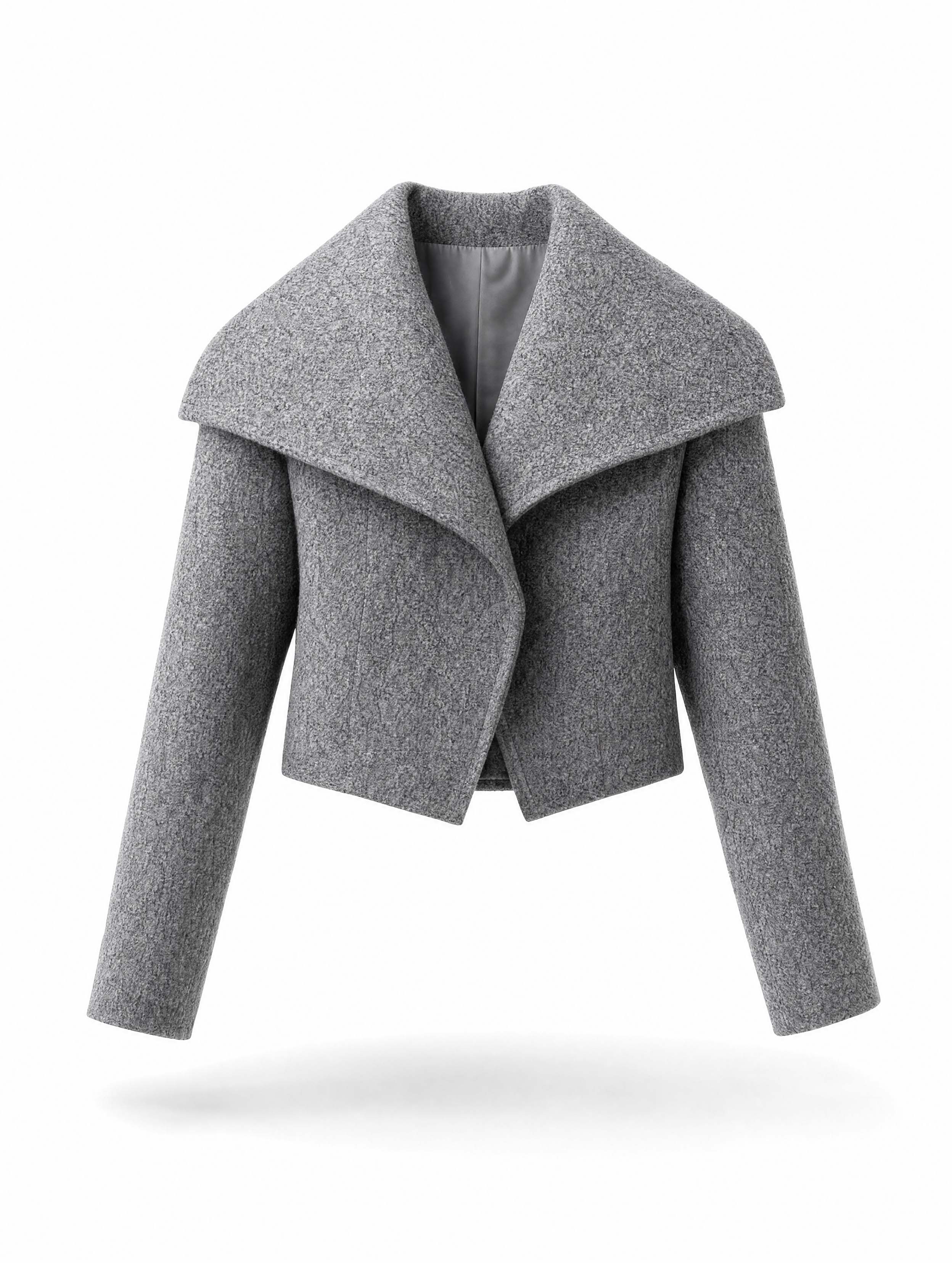 Vintage Lapel Cropped Woolen Coat