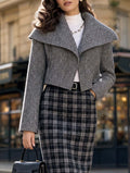 Vintage Lapel Cropped Woolen Coat