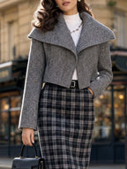 Vintage Lapel Cropped Woolen Coat