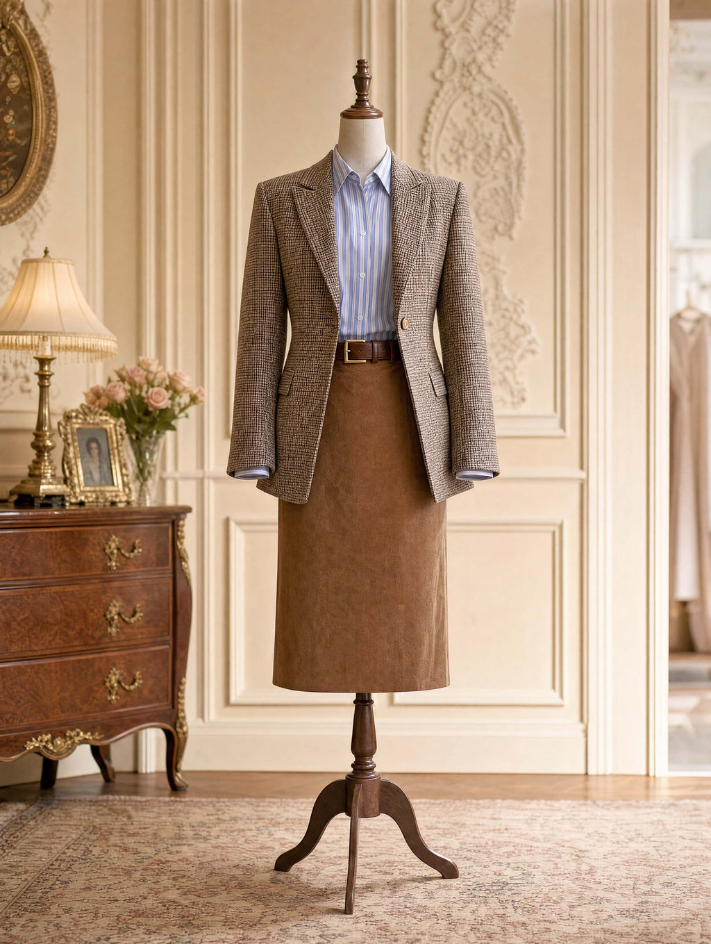 Vintage Plaid Notched Lapel Blazer Jacket