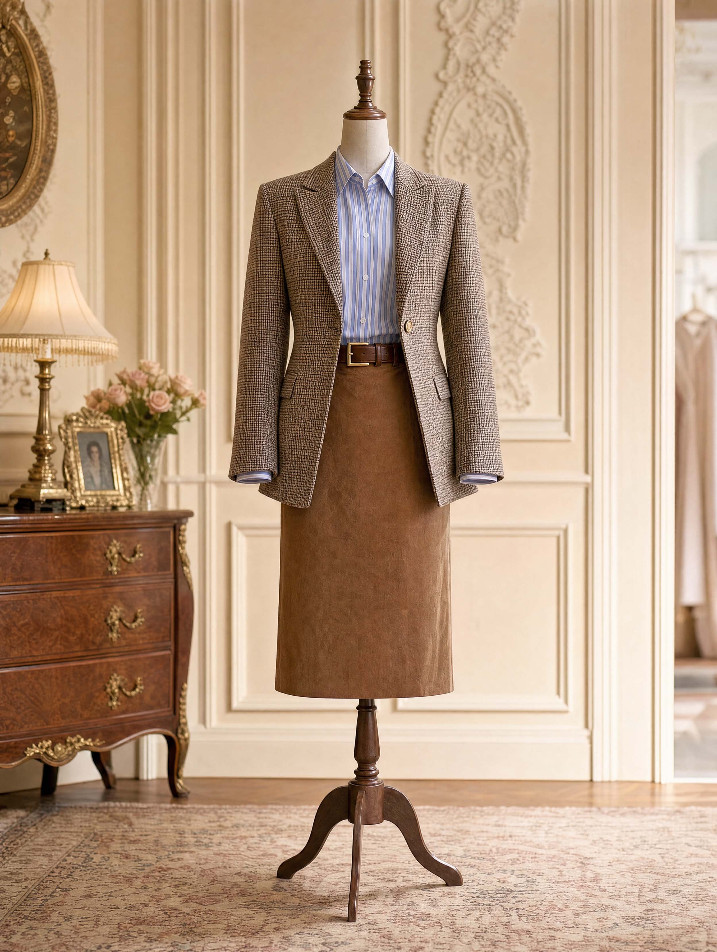 Vintage Plaid Notched Lapel Blazer Jacket