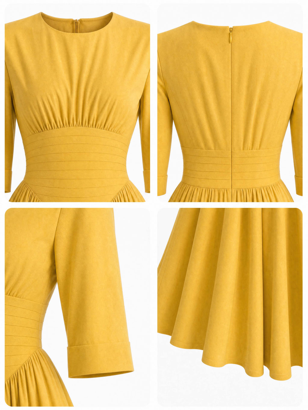 Vintage Pleated Waist Flowy Midi Dress