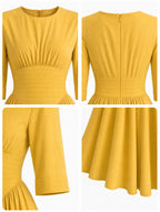 Vintage Pleated Waist Flowy Midi Dress
