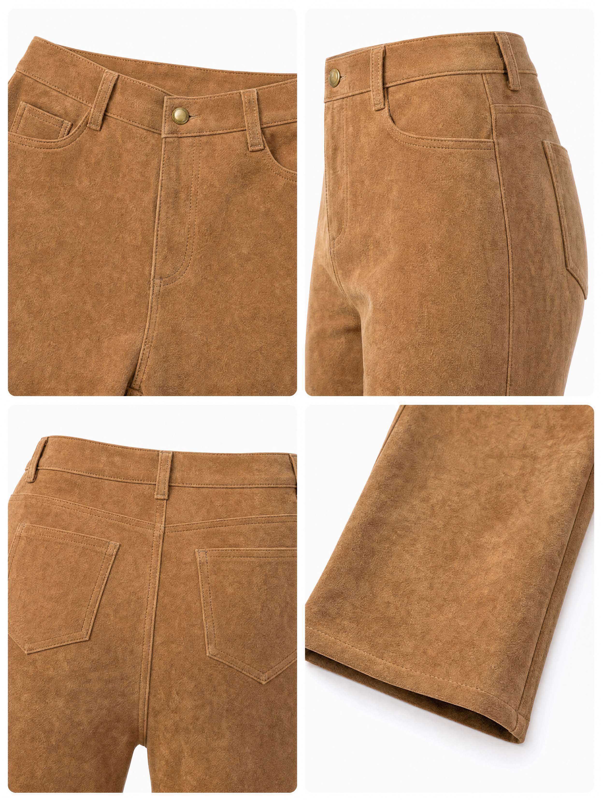 Vintage Suede High‑Waist Flare Pants