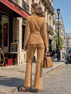 Vintage Belted Suede‑Look Pocket Jacket