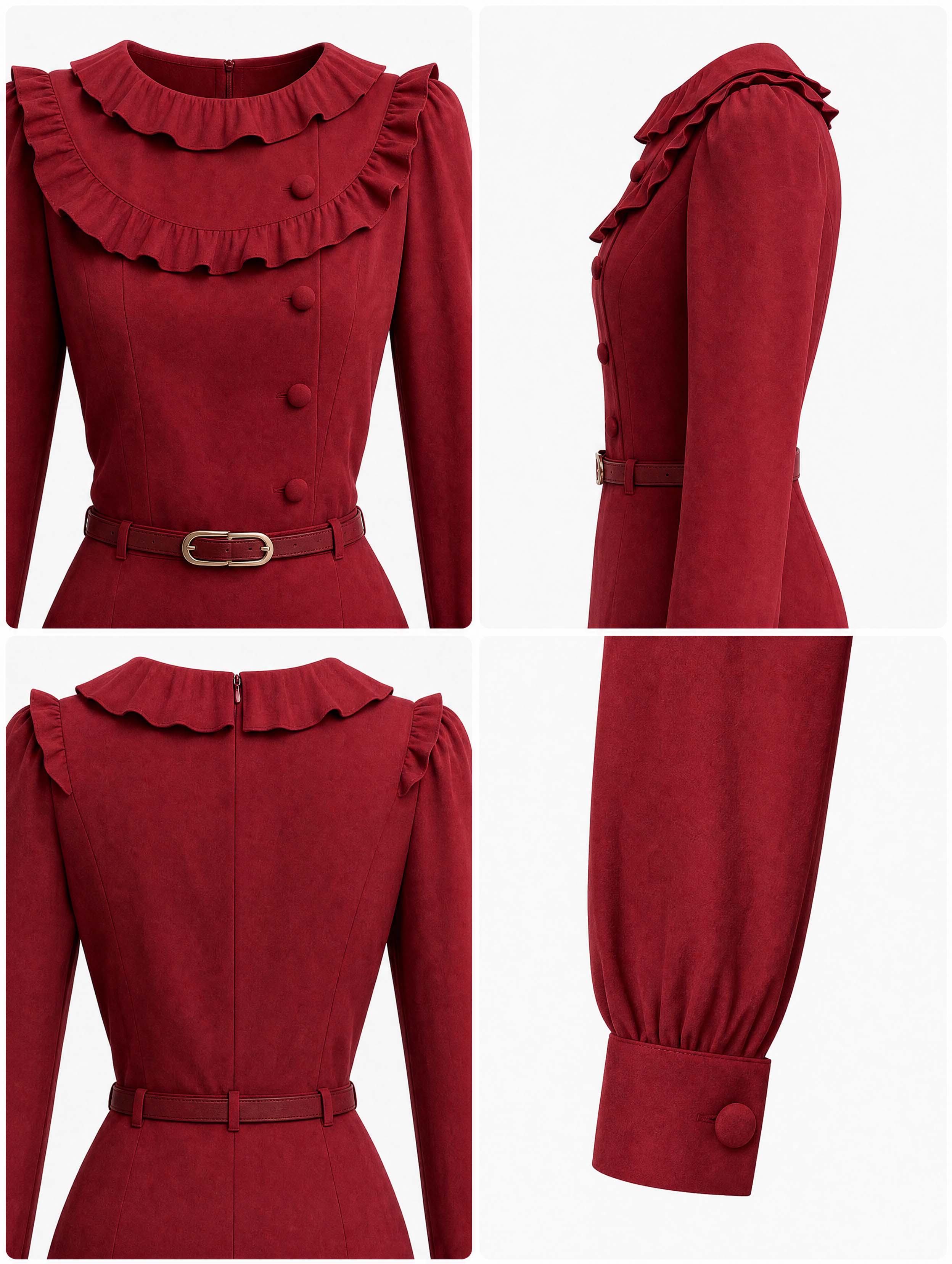 Vintage Wine Midi Business Skirt Set