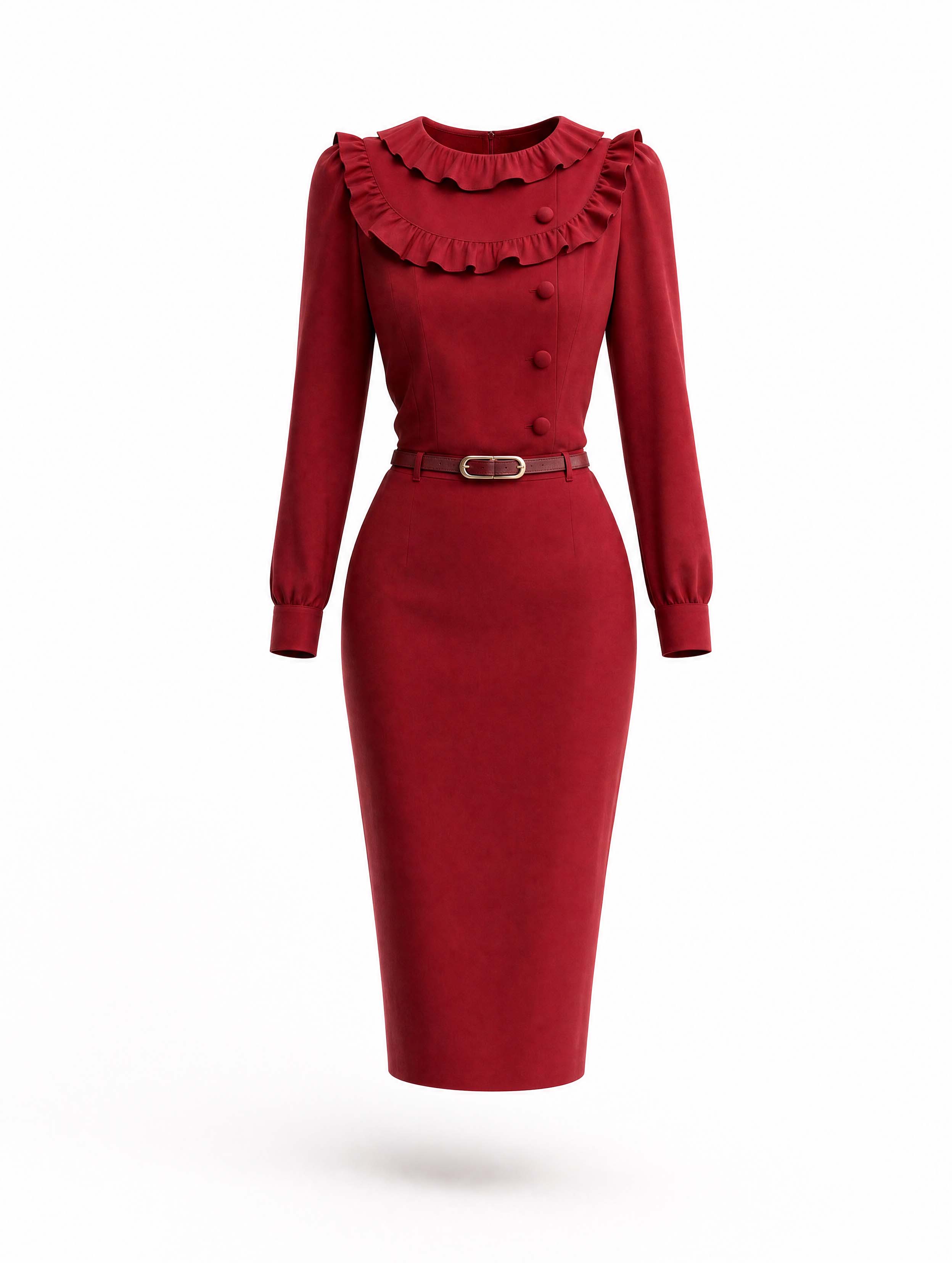 Vintage Wine Midi Business Skirt Set